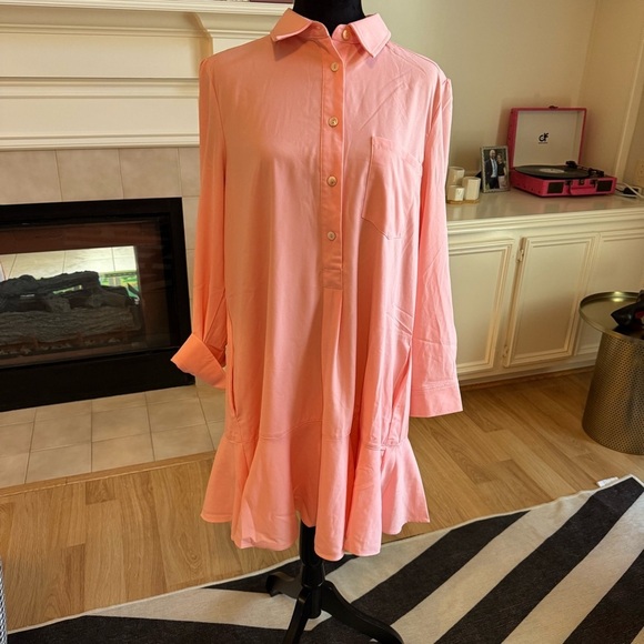 TUCKERNUCK Crepe Callahan Shirt Dress in Peach Size XL NWT - Picture 9 of 14